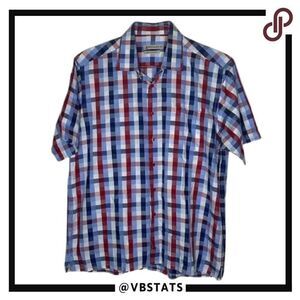 Montagut Short Sleeve Red-White-Blue Plaid Short Sleeve Shirt‎ in Size 16.5